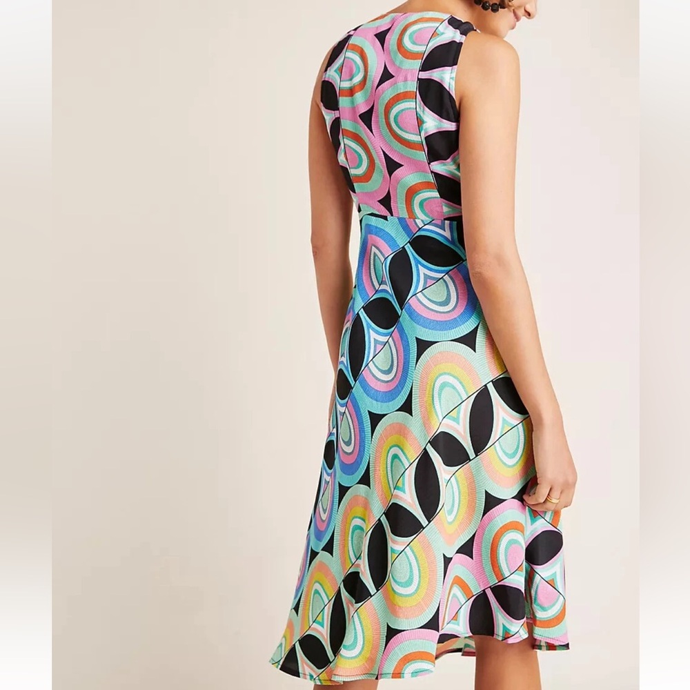Anthropologie Kenzie Asymmetrical Dress Knee-Length Sleeveless Women’s 10 Retro - Picture 3 of 10